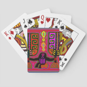 San Blas Kuna Man with Fans Playing Cards
