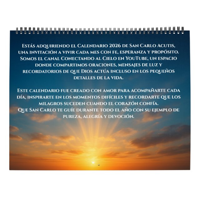 SAN CARLO ACUTIS - 2026 CALENDAR (Back)