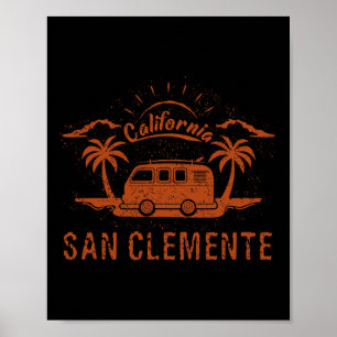 San Clemente, Ca California Retro Vintage Surfing  Poster