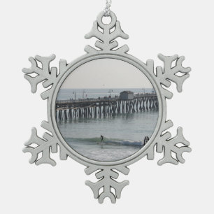 San Clemente California Snowflake Pewter Christmas Ornament