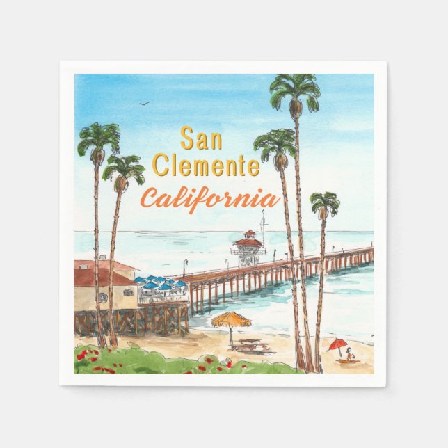 San Clemente Pier California  Napkin (Front)