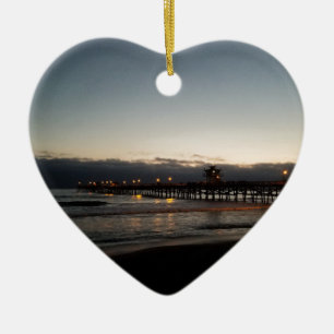 san clemente pier night time ocean california ceramic ornament
