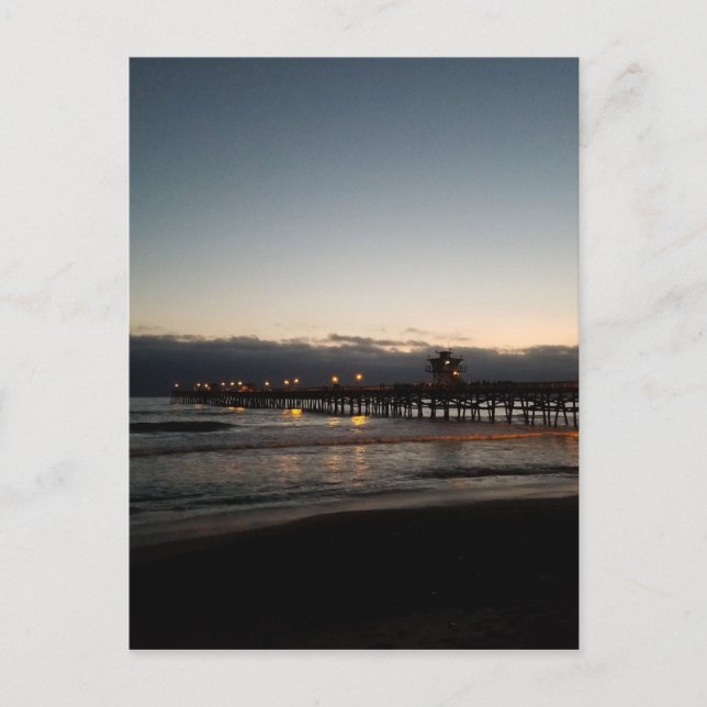 san clemente pier night time ocean california postcard (Front)