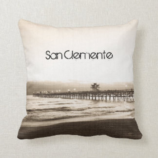 San Clemente pier vintage California photo Throw Pillow