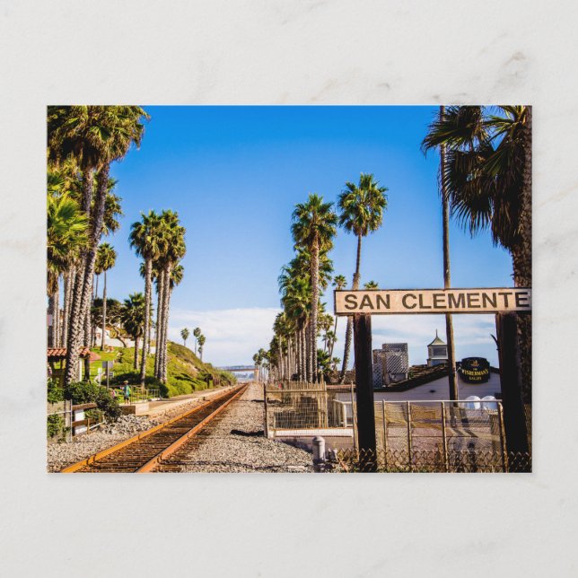 San Clemente Railroad Crossing Train Tracks Postcard (Front)