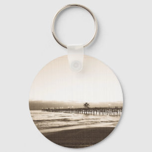 San Clemete pier California beach vintage photo Keychain