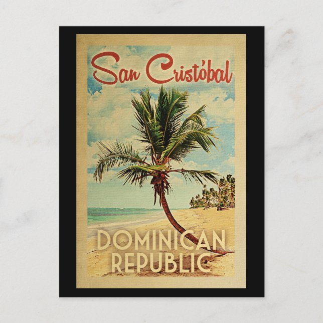 San Cristobal Palm Tree Vintage Travel Postcard (Front)