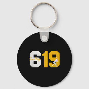San Diego 619 Vintage 90s Baseball Player Silhouet Keychain