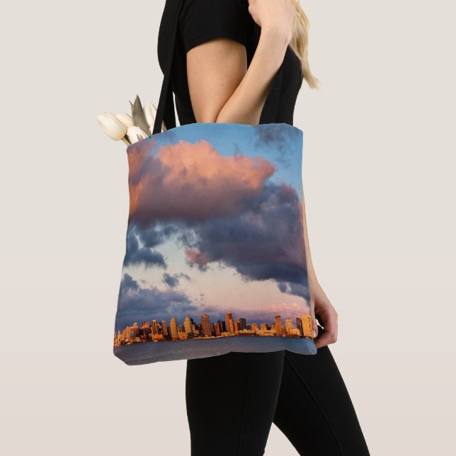 San Diego Bay City Skyline Tote Bag (Close Up)