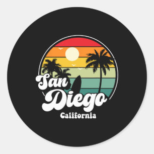 San Diego Beach California Surfing Surfer Souvenir Classic Round Sticker