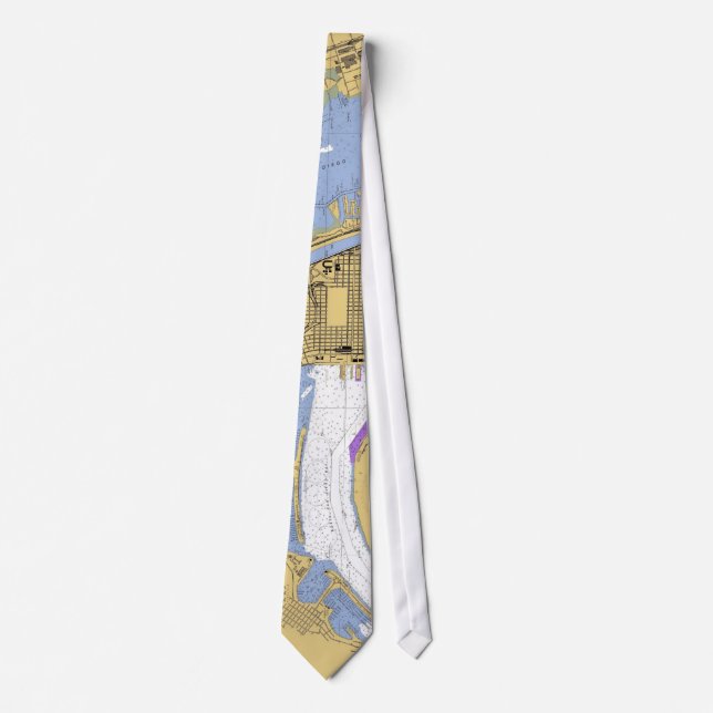 San Diego, CA Nautical Harbour Chart Tie (Front)