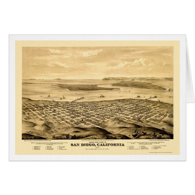 San Diego, CA Panoramic Map - 1876 (Front Horizontal)