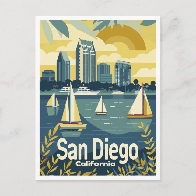 San Diego CA - View Across the Bay Save the Date Postcard (Front)