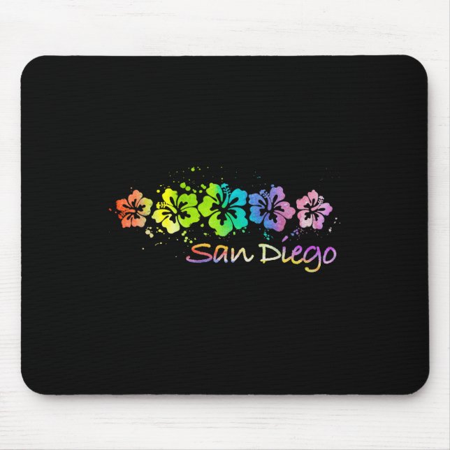 San Diego, Ca Watercolor Beach &amp; Surf  Mouse Pad (Front)