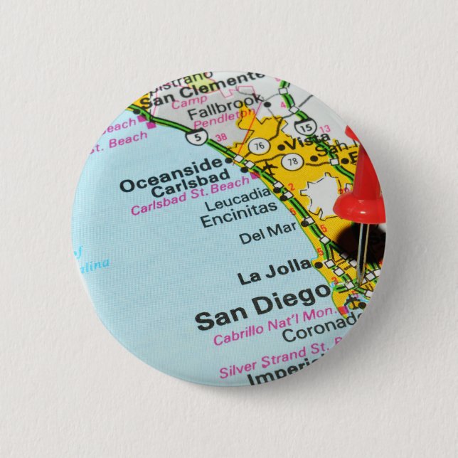 San Diego, California 2 Inch Round Button (Front)