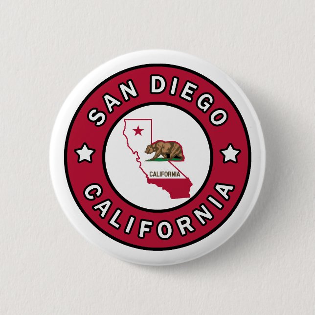 San Diego California 2 Inch Round Button (Front)