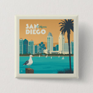 San Diego, California 2 Inch Square Button