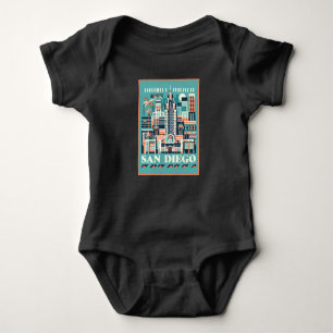 San Diego California Art Deco Baby Bodysuit