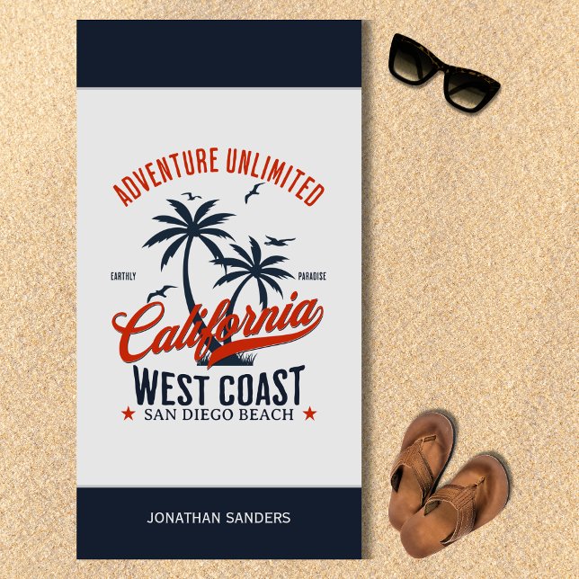 San Diego California Beach Funny Beach Towel (Creator Uploaded)