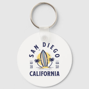 San Diego California Beach Surf Summer Vacation Vi Keychain