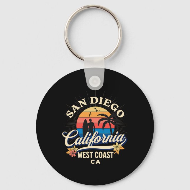 San Diego California Beach Surf Summer Vacation Vi Keychain (Front)