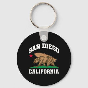 San Diego California Bear Surfing Surfer Keychain
