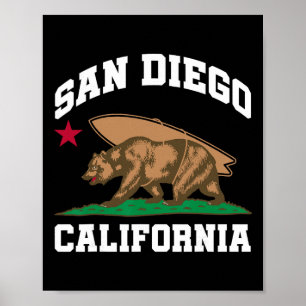 San Diego California Bear Surfing Surfer  Poster