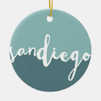 San Diego, California | Blue Calligraphy Ombre Ceramic Ornament