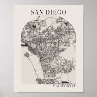 San Diego California Boho Arch Street Map