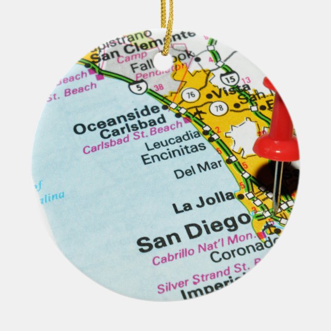 San Diego, California Ceramic Ornament (Front)