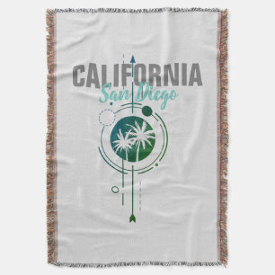 San Diego California Geometric Palms Throw Blanket