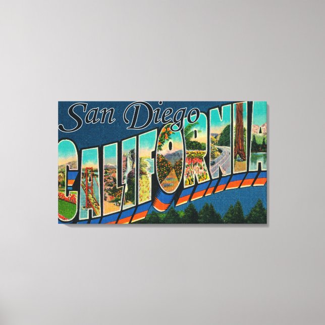 San Diego, California - Large Letter Scenes Canvas Print (Front)
