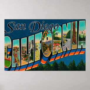 San Diego, California - Large Letter Scenes Poster