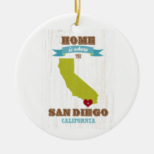 San Diego, California Map – Home Is Where The He Ceramic Ornament