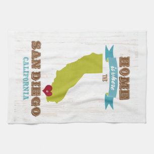 San Diego, California Map – Home Is Where The He Kitchen Towel