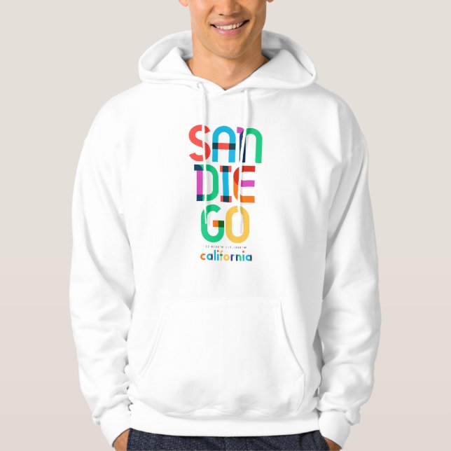 San Diego California Mid Century, Pop Art, Hoodie (Front)