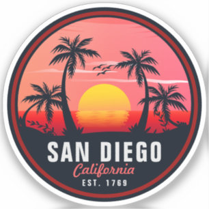 San Diego California Retro Sunset Souvenirs 60s