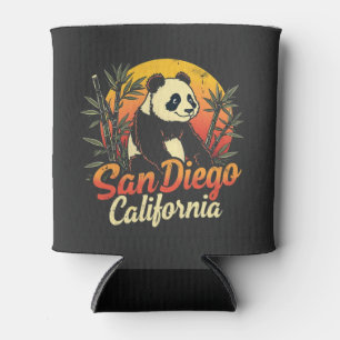San Diego California Retro Sunset Vintage Panda Can Cooler