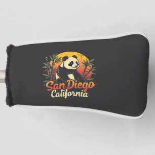 San Diego California Retro Sunset Vintage Panda Golf Head Cover
