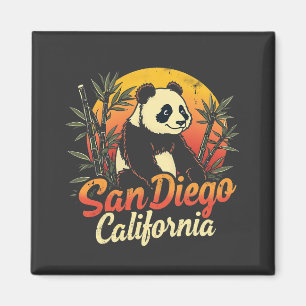 San Diego California Retro Sunset Vintage Panda Magnet