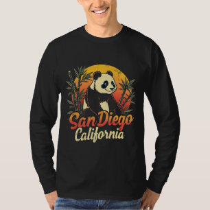 San Diego California Retro Sunset Vintage Panda T-Shirt