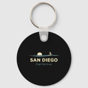 San Diego California Retro Surfboards Surf Summer Keychain