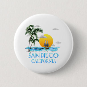 San Diego California Sailing 2 Inch Round Button
