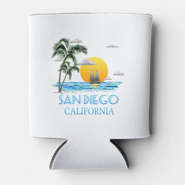 San Diego California Sailing Can Cooler (Front)