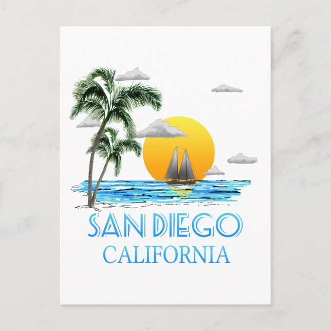 San Diego California Sailing Postcard (Front)