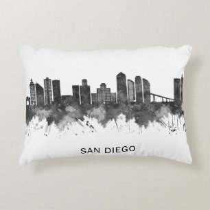 San Diego California Skyline BW Accent Pillow