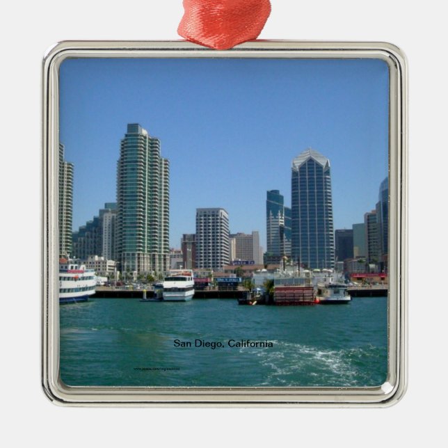 San Diego, California Skyline Metal Ornament (Front)