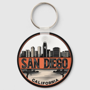 San Diego California Skyline–Modern Cityscape Art Keychain