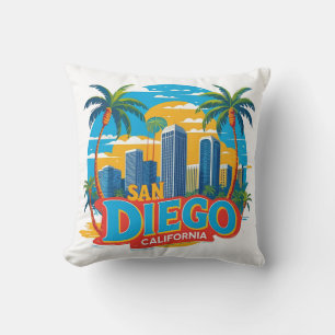 San Diego California Skyline–Modern Cityscape Throw Pillow