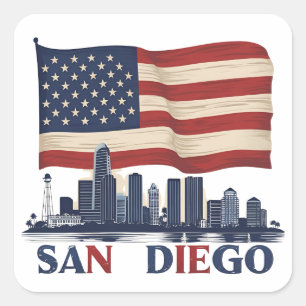San Diego California Skyline Square Sticker
